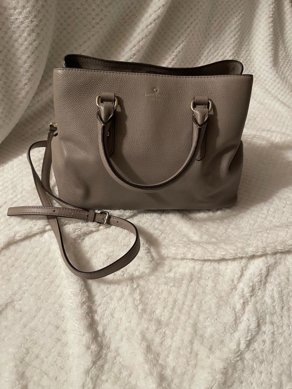 Kate Spade Jet Set Taupe Leather Satchel with Detachable Strap